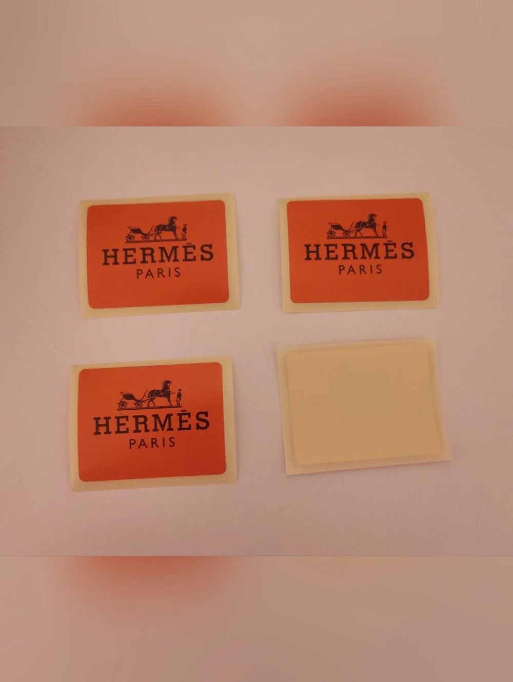 HERMÈS Paris Orange Logo Decal Sticker Set of 4 Luxury Gift Box Seals